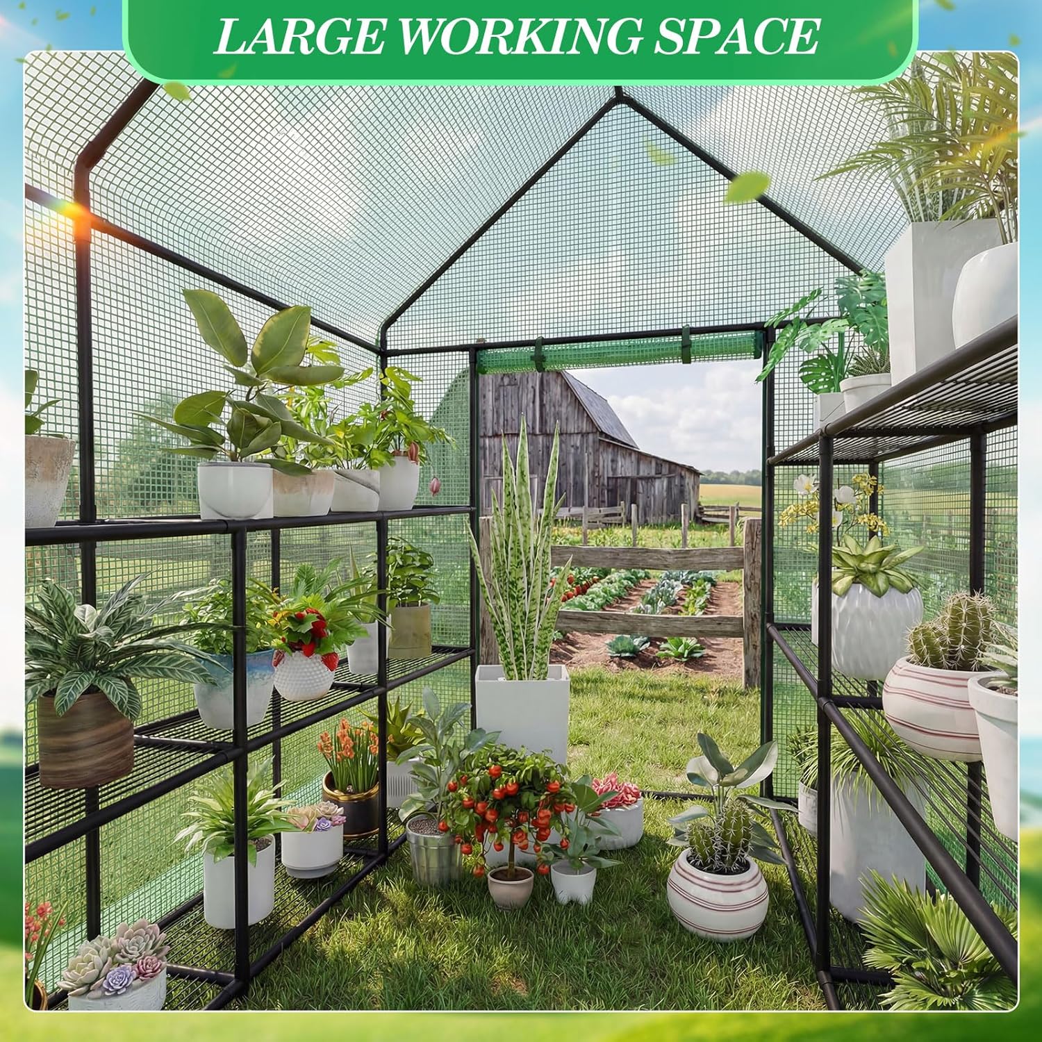Frienda 2 Pack Walk in Greenhouse Replacement Cover, 56 x 56 x 76 PE Gardening Greenhouse Cover with Roll Up Zipper for Outdoor Cold Frost Protection Rain Wind Proof (Frame Not Included) (Green)