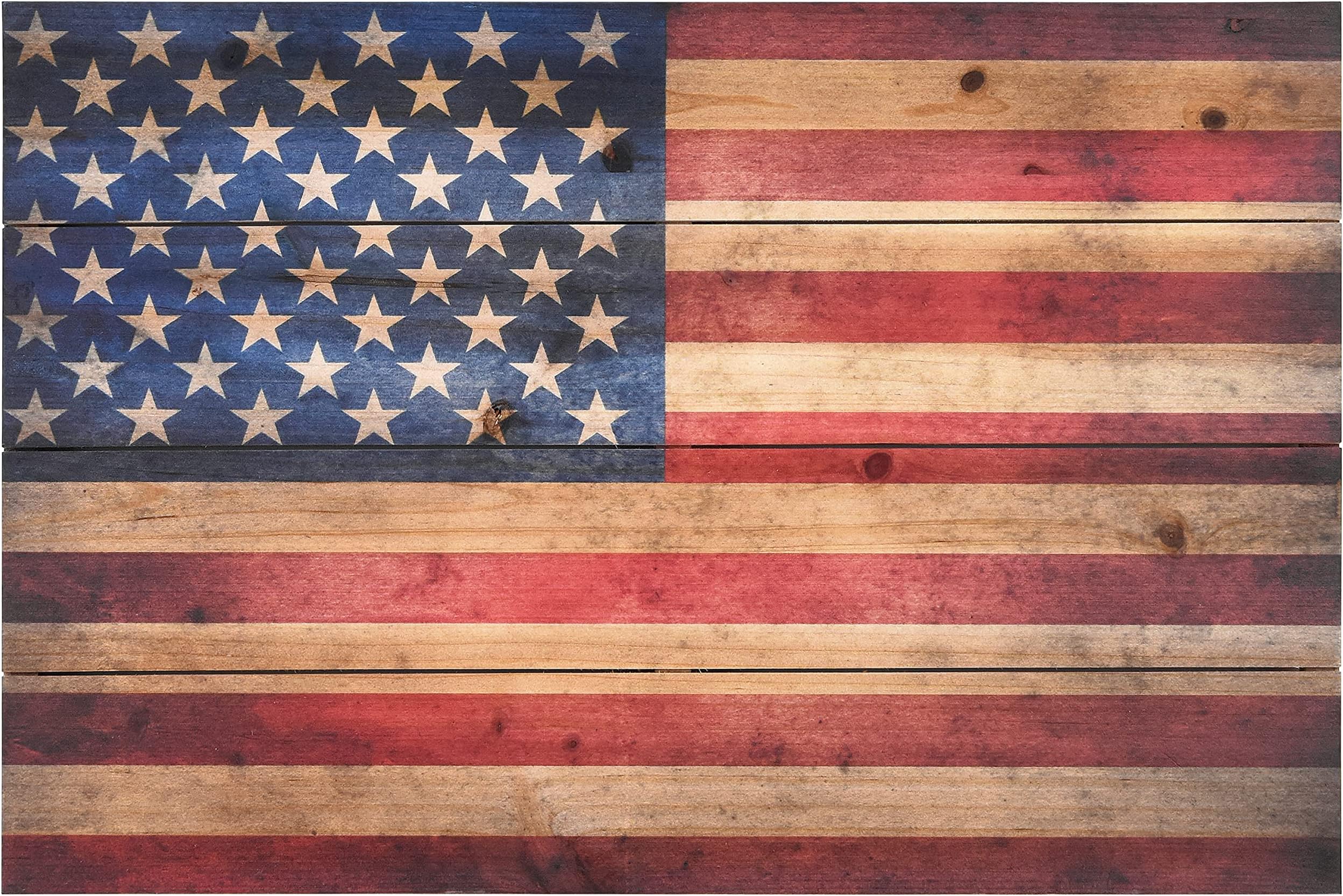 Empire Art Direct American Flag Digital Print on Solid Wood Wall Art, 16" x 24" x 1.5", Ready to Hang