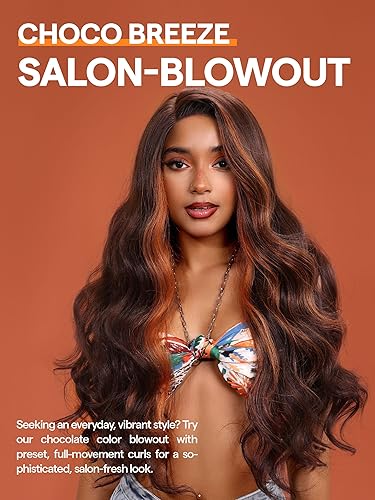 Miniatura 2 de GORGIUS Pelucas con reflejos naranja jengibre, sin pegamento, peluca de onda suelta ombré, pelucas de encaje frontal prearrancadas, pelucas de color