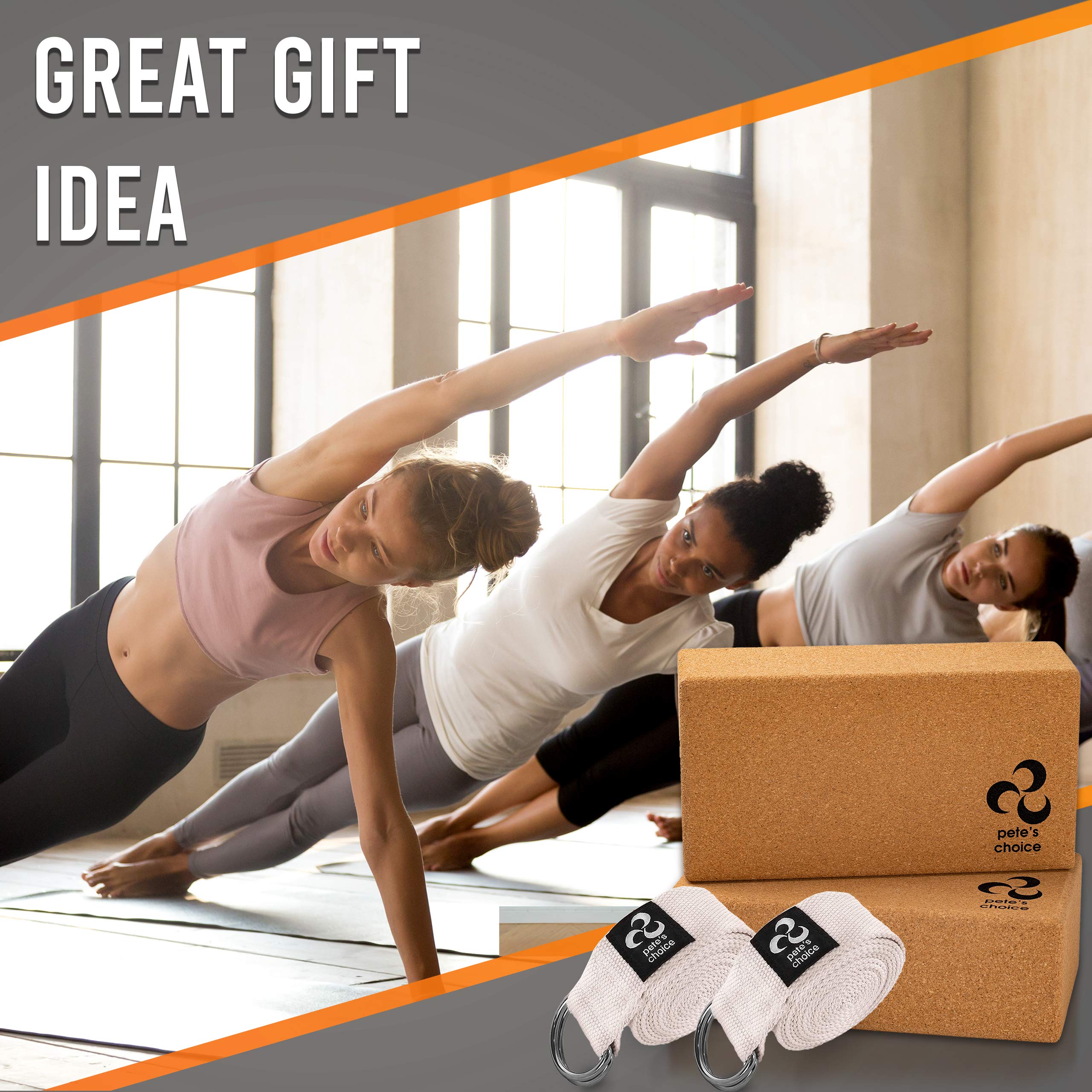 2 Blocchi da Yoga in Sughero & 2 Cinghie – Mattoncini Yoga Naturale per Pilates. Eco Friendly, Stabili e Solidi. 2 set Blocchi in Sughero & 2 Cinghie I Esercizi a casa