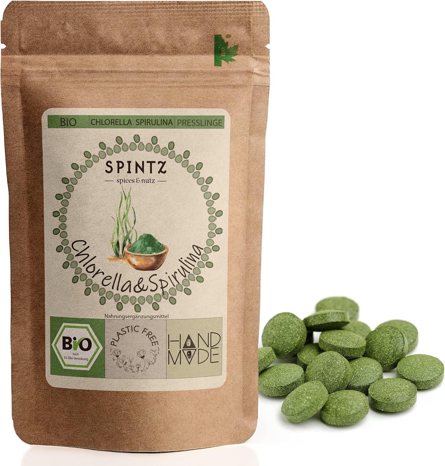 SPINTZ® Bio Spirulina + Chlorella Bio Presslinge 100 kontrolliert biologischer Anbau Vegane