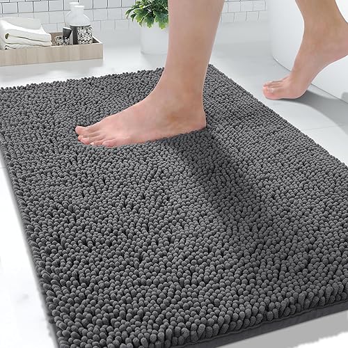 Miniatura 73 de Yimobra Alfombras lavables para baño, alfombra de baño de chenilla súper suave y absorbente para piso y alfombra, alfombra antideslizante de secado