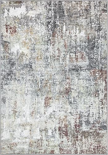 Miniatura 2 de Bloom Rugs Alfombra lavable antideslizante de 3 x 5 pies - grisrojomarrón - Alfombra abstracta moderna para sala de estar, dormitorio, comedor y