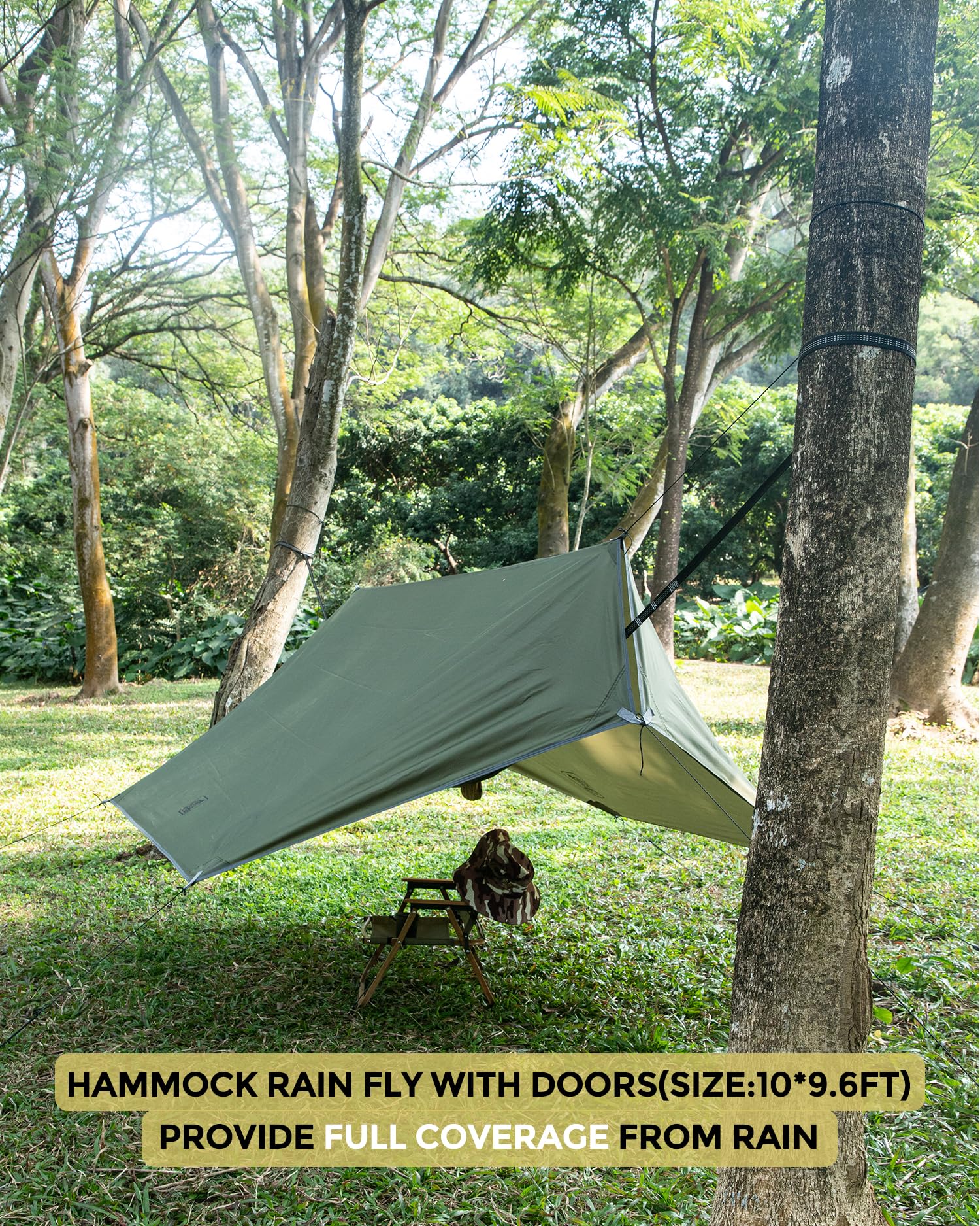 Miztli Hamaca de camping con red, hamaca portátil ligera para exteriores, hamaca de viaje con correas de árbol de 20 pies (total), perfecta para camping, senderismo, patio, aventura y supervivencia