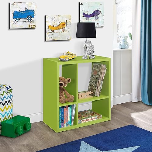 KB Designs Estantería abierta de 4 cubos, organizador de almacenamiento de juguetes para niños, sala de juegos/dormitorio Rojo