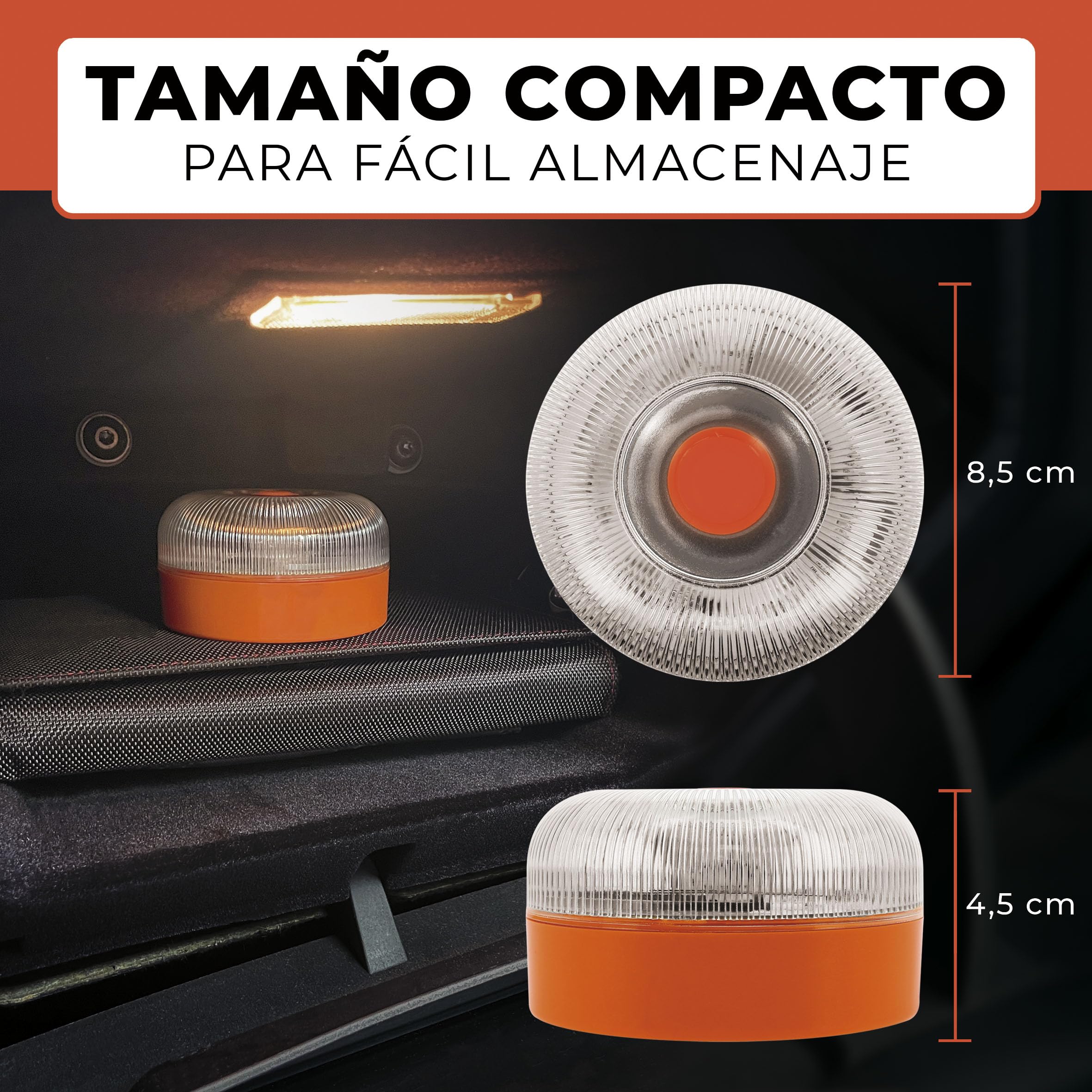 Luce di emergenza V16 con geolocalizzazione certificata e collegata con SIM DGT 3.0 Piano dati integrato incluso IP-54 Base magnetica con custodia inclusa