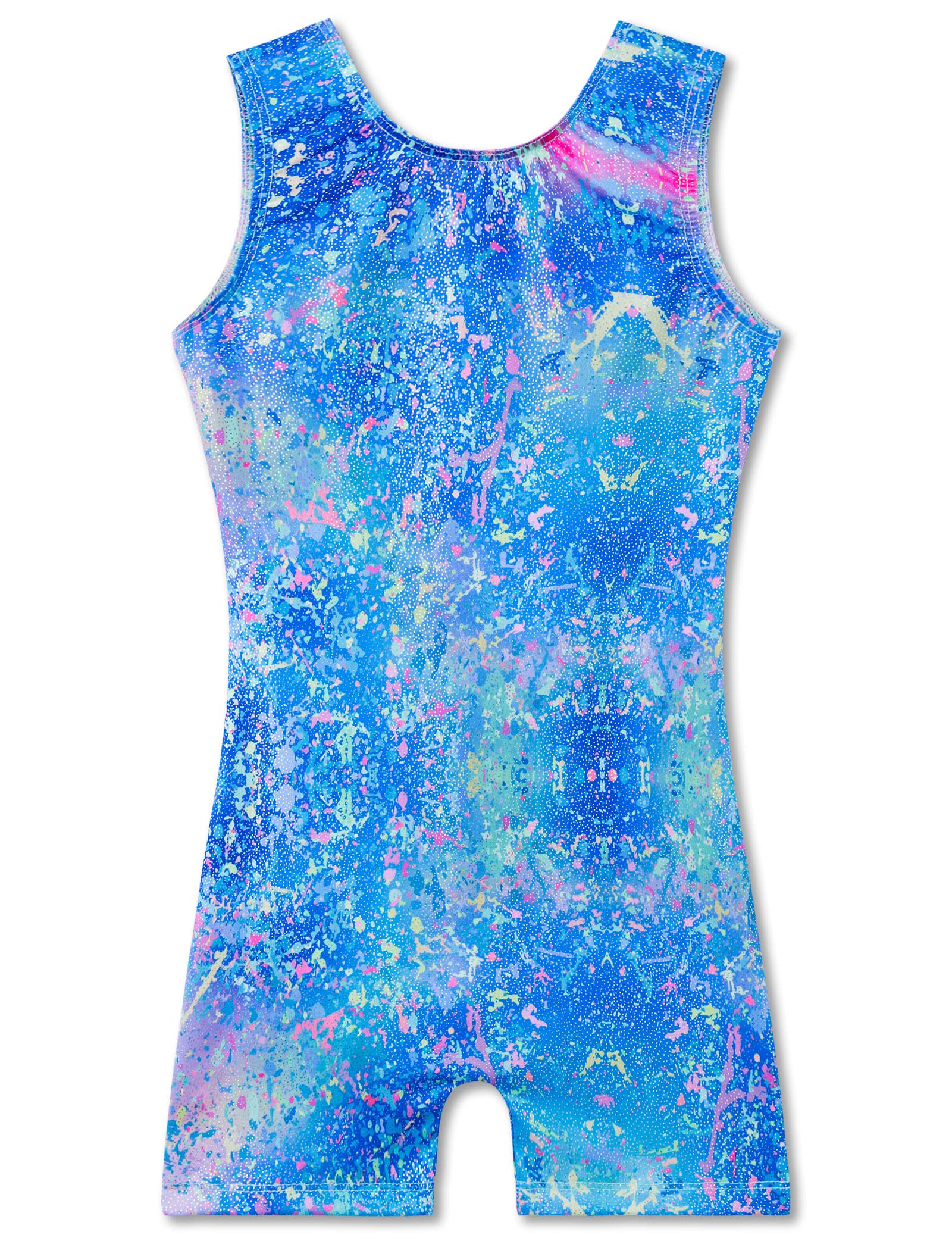 TENVDA Leotards for Girls Gymnastics Kids Children Biketard With Shorts Sparkly Unicorn Dance Unitards（Multiple Colors）