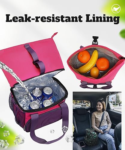 Miniatura 4 de SUNNY BIRD Lonchera aislada con compartimentos dobles para mujeres y hombres (morado) Púrpura,Negro 01,Verde con correa boho,Marfil Blanco