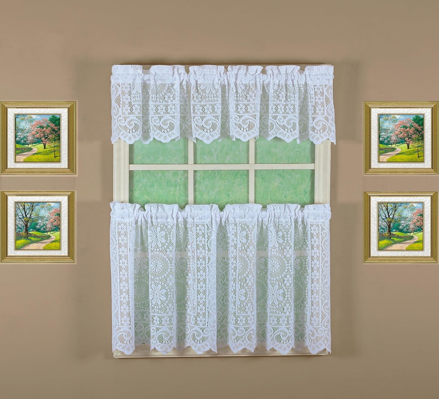Today's Curtain Hopewell Premium Lace Tier 36", White, 58W x 36L