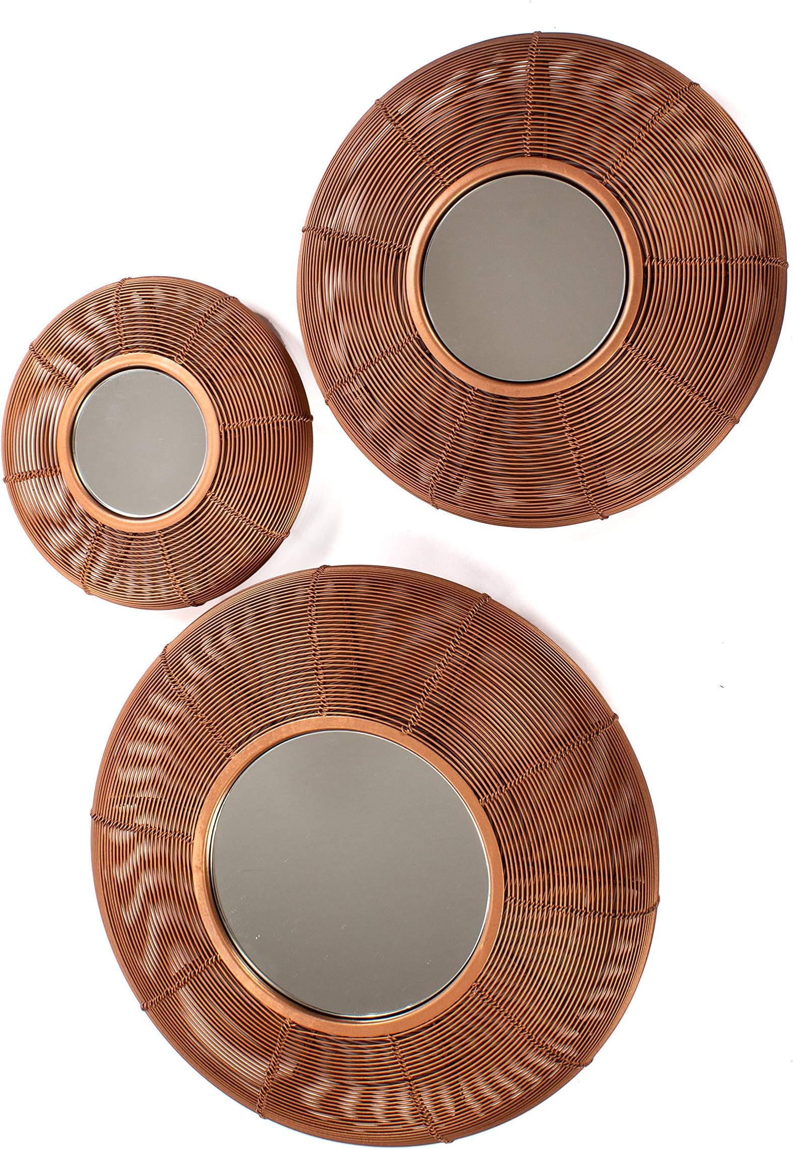 RED FIG HOME Antique Copper Wall Decor Mirror Set of 3 Metal Wire