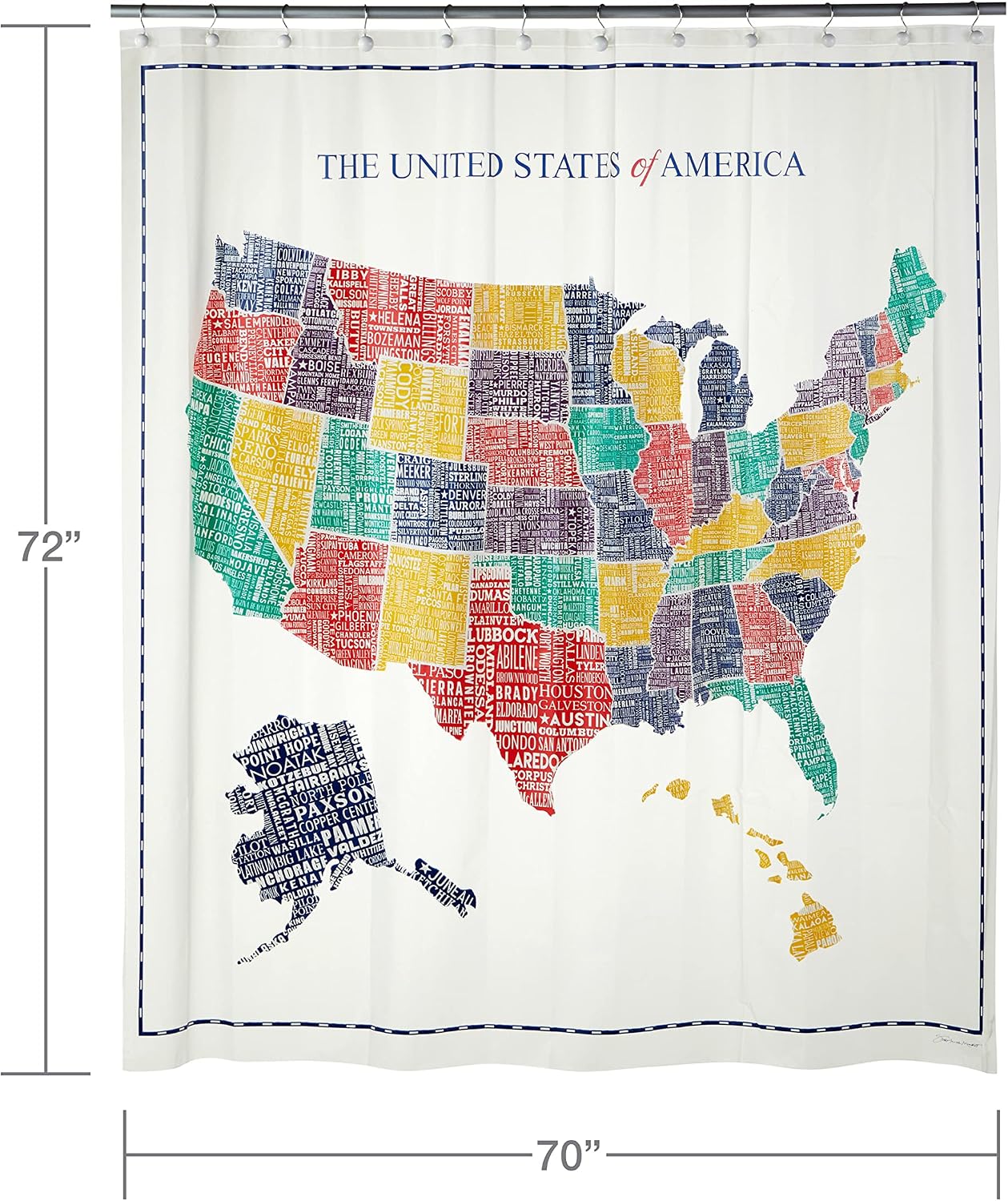 SKL Home by Saturday Knight Ltd. United States Map Shower Curtain,Multi image 3