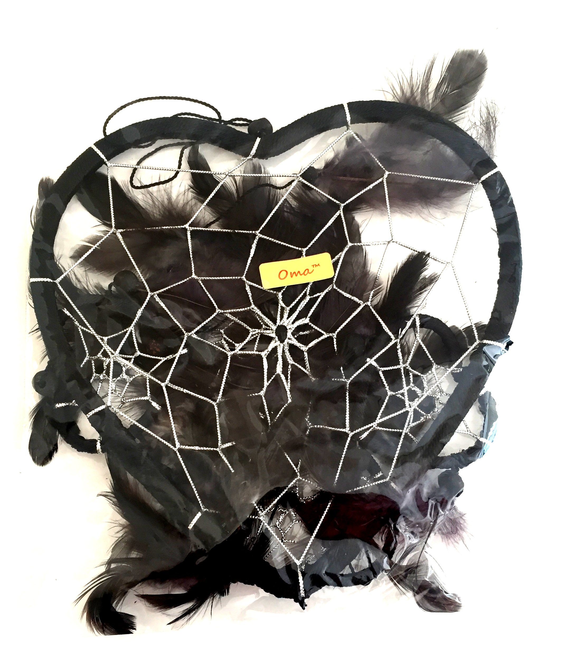 OMA Dream Catcher - Hand Made Purple Feather Dream Catcher Heart Shaped with Crystal Beads - 7