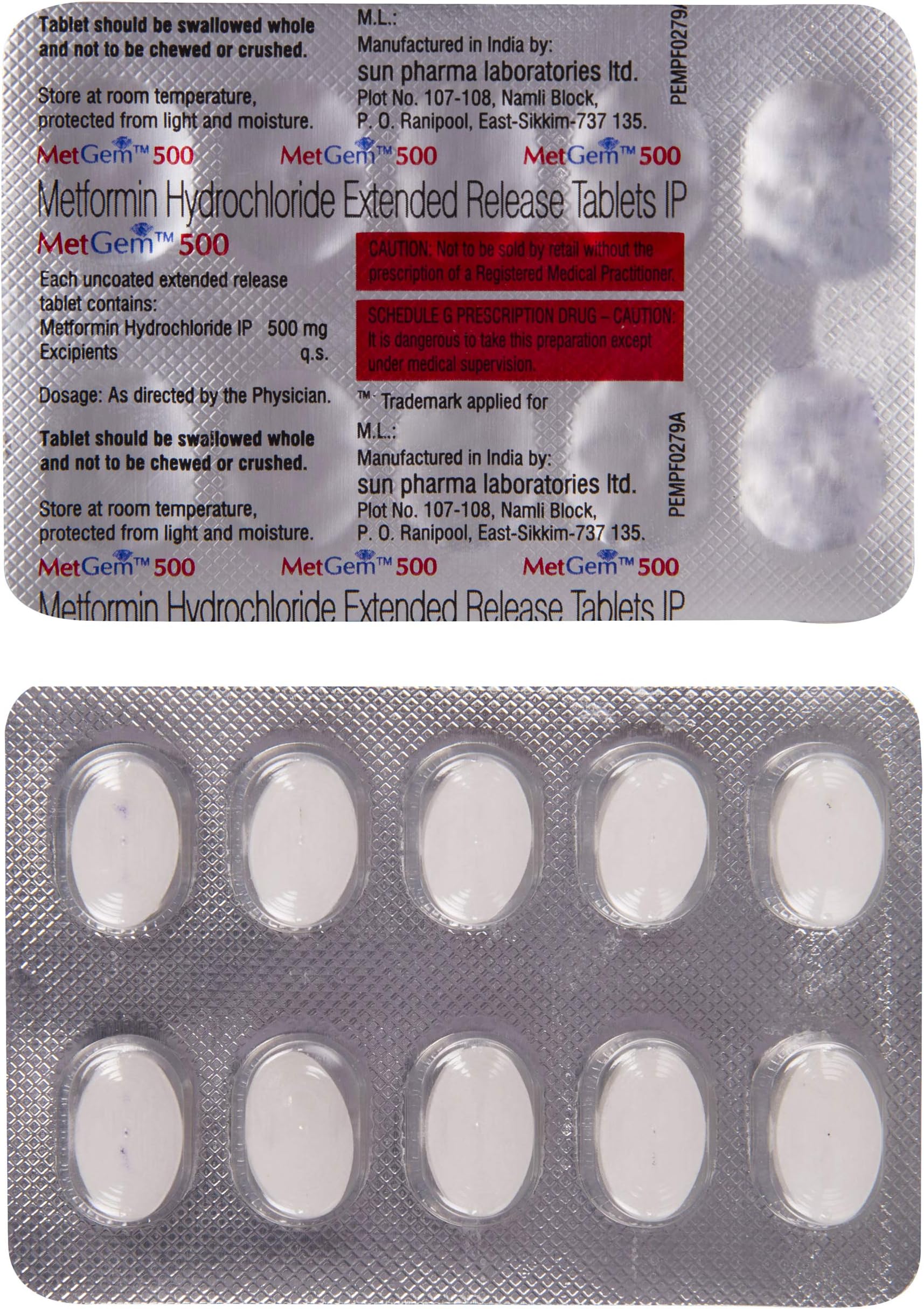 Metgem 500 - Strip of 10 Tablets