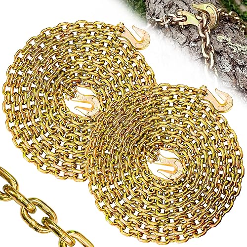 Miniatura 28 de Cadena de transporte de 3/8 pulgadas, cadena de remolque G80 con ganchos de seguridad y agarre G70 Carga de trabajo de 7100 libras Cadena