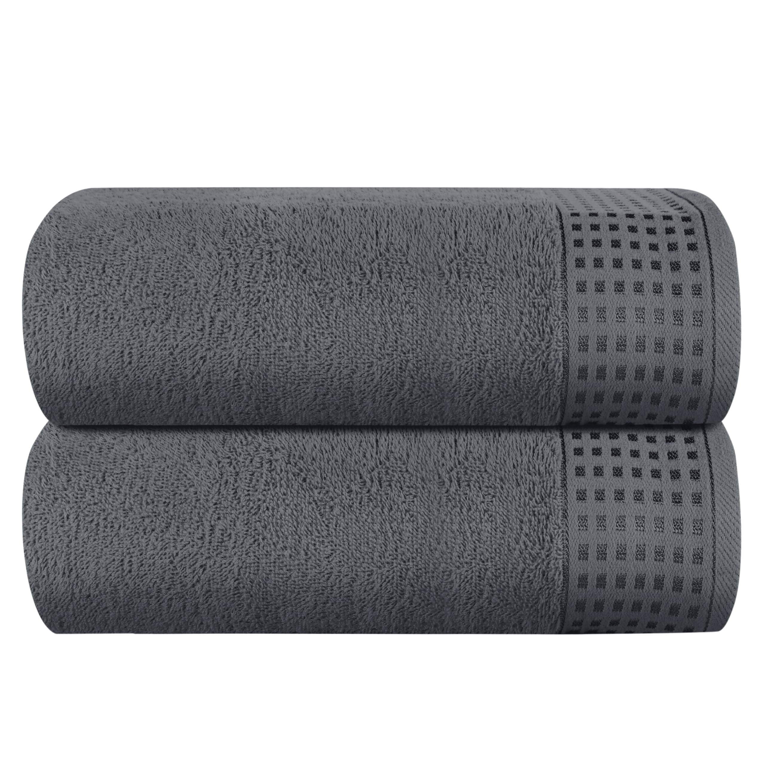 GLAMBURG 100% Cotton Oversized 2 Pack Bath Sheets 35x70, Ultra Soft Highly Absorbant Compact Quickdry &amp; Lightweight Large Bath Sheet Set, Ideal for Gym Travel Camp Pool - Charcoal Grey