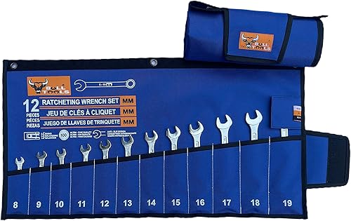 Miniatura 6 de Wrench & Tool Roll Up SAE Pouch Organizer Bag Handmade Waterproof Printed Ballistic Polyester Canvas for Craftsman Gear Drive User Portable Easy Grip