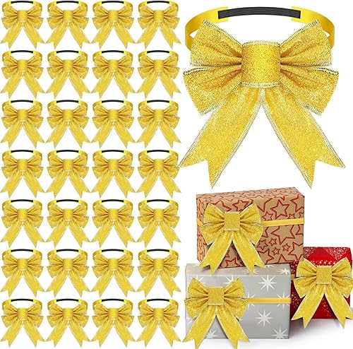 50 lazos elásticos con lazos de 20 a 24 pulgadas para envolver regalos, lazos elásticos de regalo para cajas de regalo de Navidad (rojo, negro y