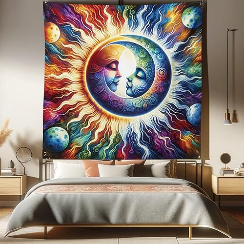 Miniatura 121 de Ambesonne Tapiz de fiesta de los años 70, caja retro en arte pop, música de baile, composición colorida impresa, para colgar en la pared para