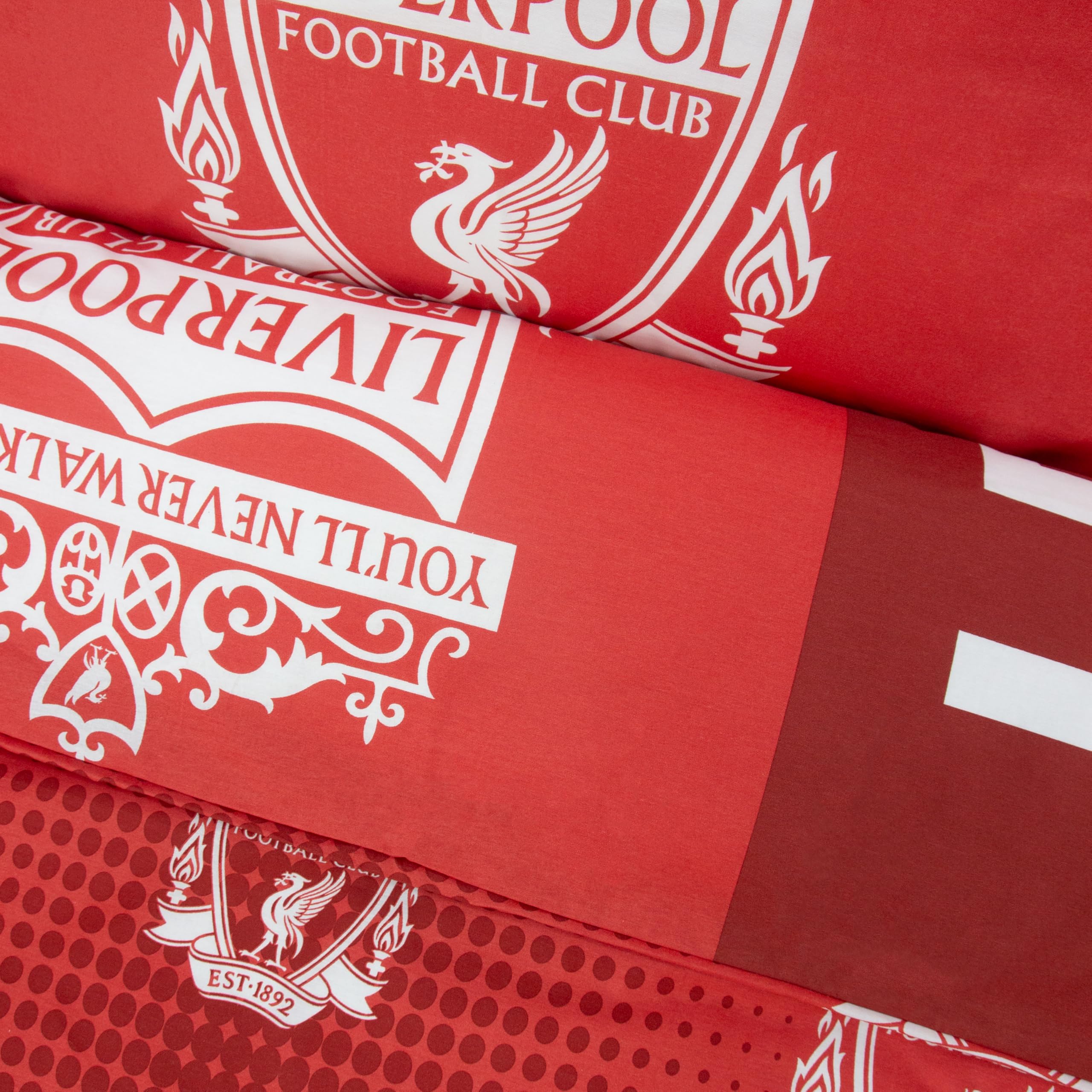 Liverpool FC Offizielles Einzelbettwäsche-Set, Design „Crunch“ | Rotes, beidseitig wendbares Fußball-Bettwäsche-Set mit passendem Kissenbezug | Offizielles Merchandise | Polycotton