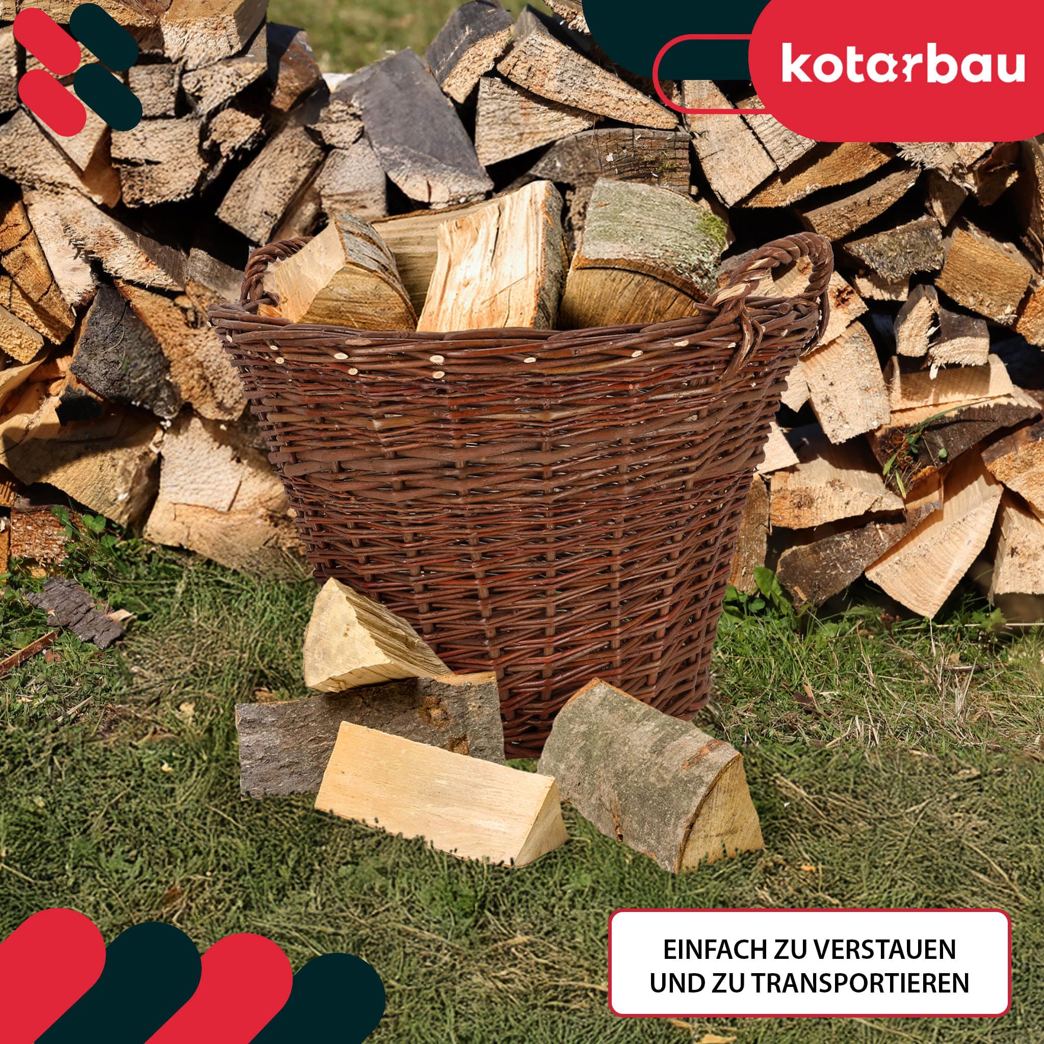 KOTARBAU® Panier en osier avec anses universel pour le rangement et les fleurs Ø 60 cm
