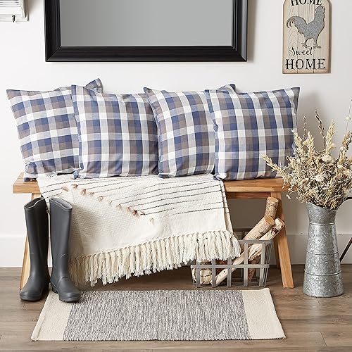 Miniatura 4 de DII Colección de fundas de almohada decorativas cuadradas, 18 x 18 pulgadas, azul francés tricolor, 4 piezas