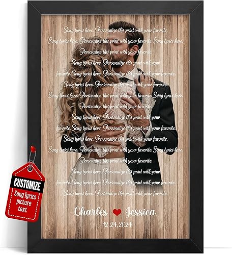 Vista 47 de VICILO Póster de letras de canciones personalizadas, enmarcado, lienzo personalizado, arte de pared, regalos para el día de San Valentín para él