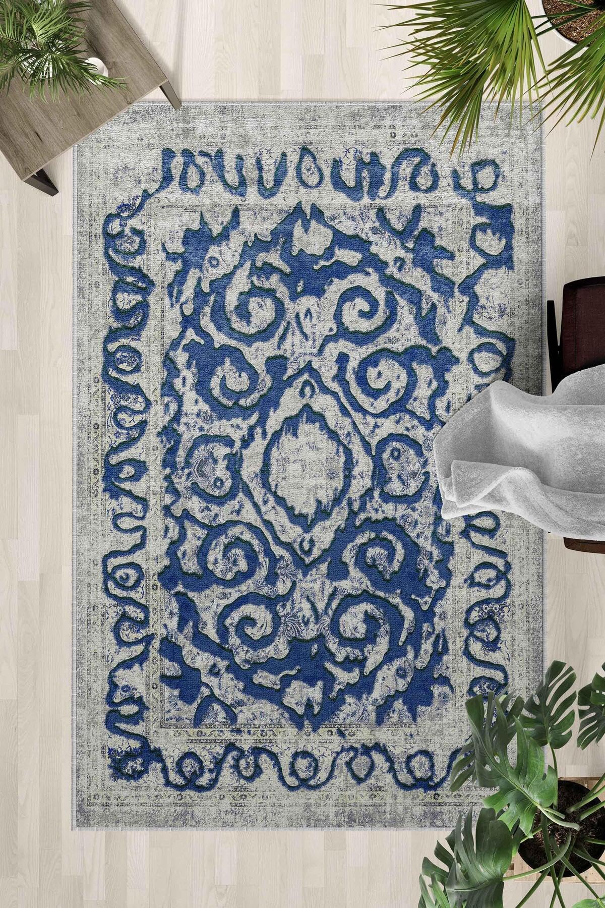 Monnhein Çok Renkli Halı 0045 - Yıkanabilir, Kaymaz Taban, Dijital Baskılı, Leke Tutmaz, İnce Hav, Modern Salon, Oturma Odası, Yatak Odası ve Mutfak için Dekoratif Halı
