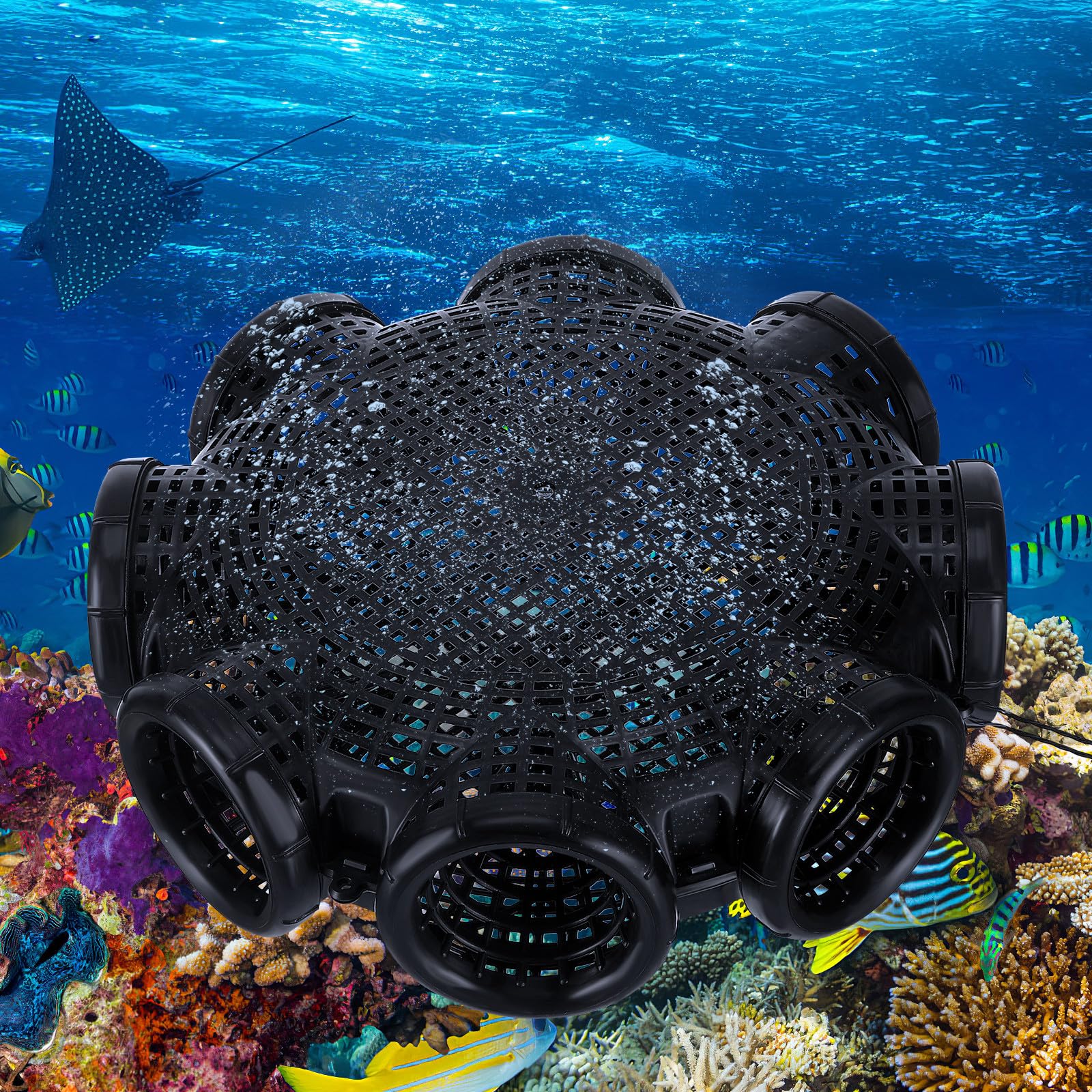 BESPORTBLE Nassa Granchi Portatile in Plastico Nero per Pesca All'aperto, Gabbia la Pesca e Pesce, Leggerezza e Grande capacità per Cattura