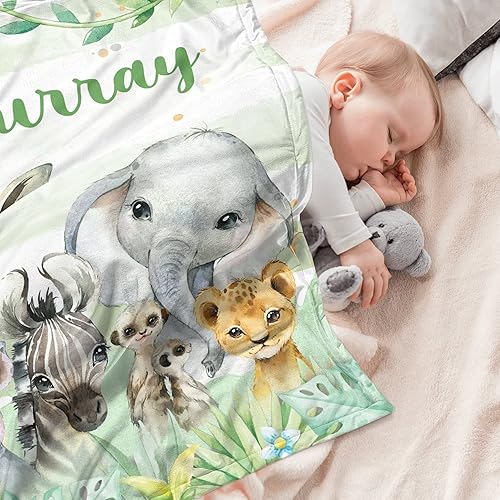 Miniatura 5 de UJDUYSD Manta de bebé personalizada para niños, manta de bebé personalizada con nombre súper suave para niños, manta de animales personalizada para