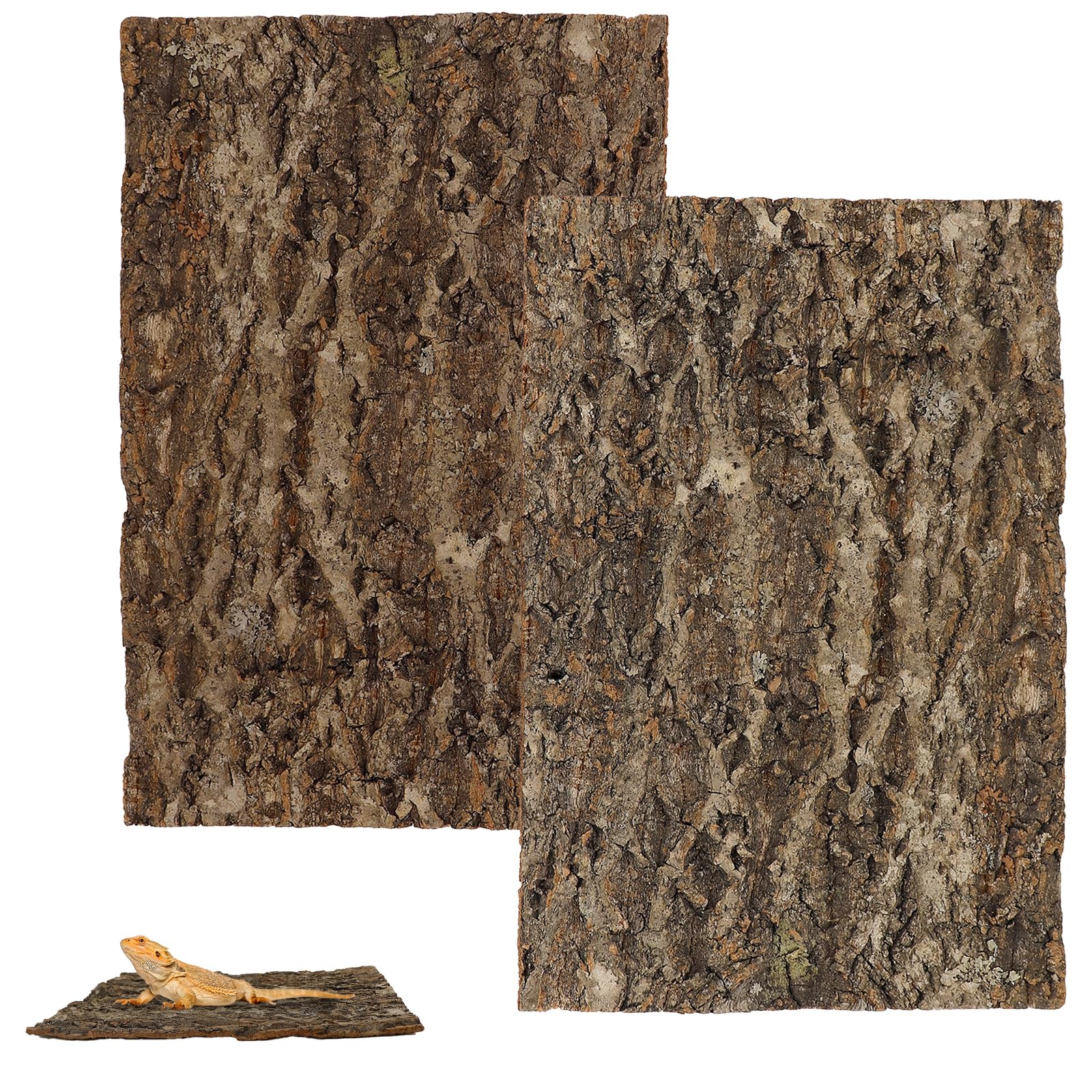 QERUTK Cork Bark, 2-Piece Reptile Decor Bark, Cork Tile Background, Vivarium Background, Cork Sheet