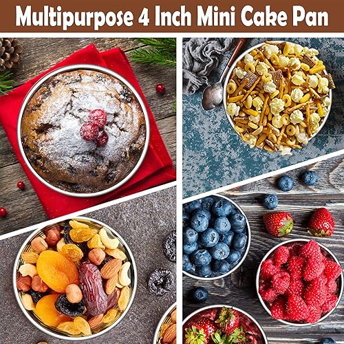 Miniatura 5 de P&P CHEF 4 moldes redondos para pasteles (4 x 2 + 6 x 2), juego de moldes de acero inoxidable para pasteles pequeños en capas, saludables y