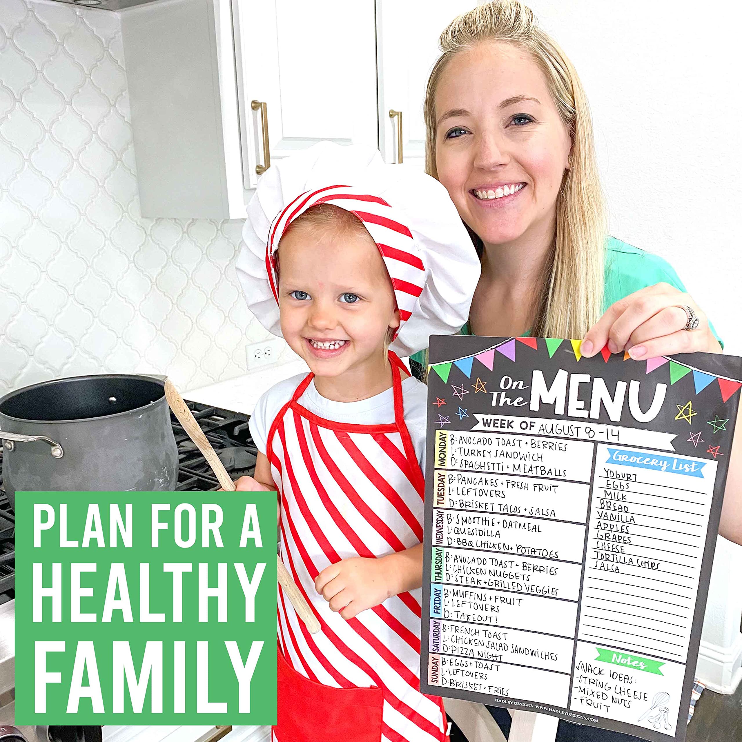 Weekly meal planner dry erase board for refrigerator colorful