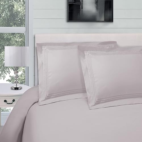 Superior, bordado de lujo, 100% microfibra, juego de funda nórdica con cepillado de refrigeración, almohada, liviana y resistente a las arrugas para