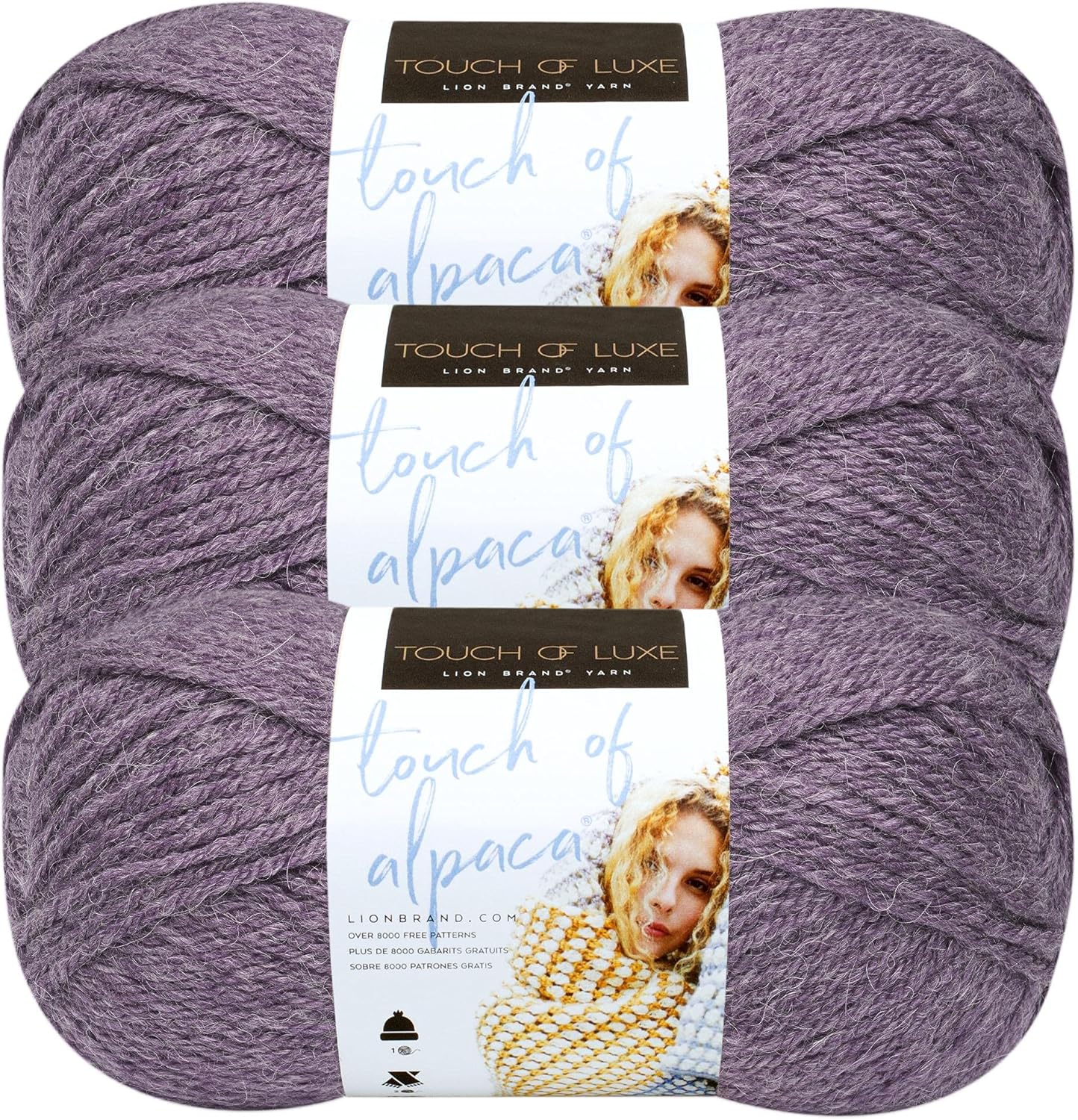 (3 Pack) Lion Brand Yarn Touch of Alpaca Yarn, Purple Aster