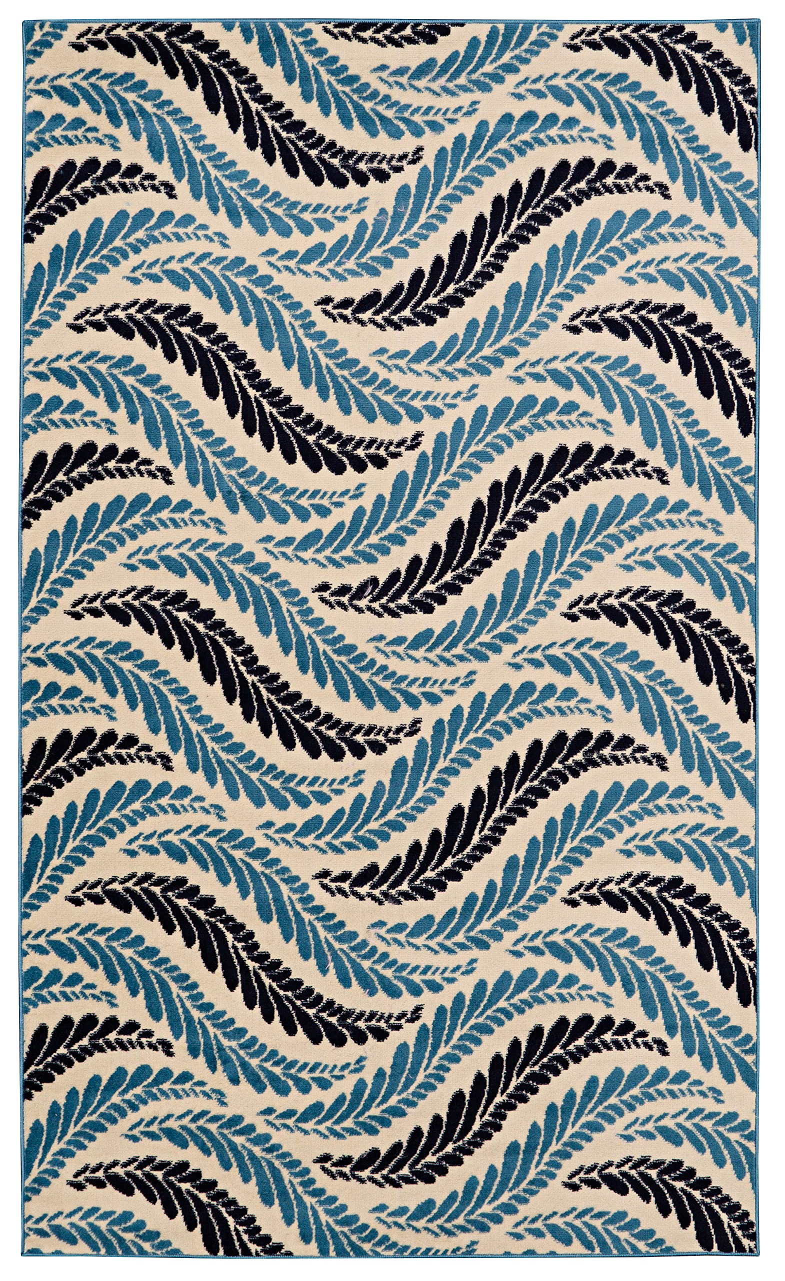 Linon Home Decor Products Leona Lemmie Bone and Blue 65 x 93 Area Rug