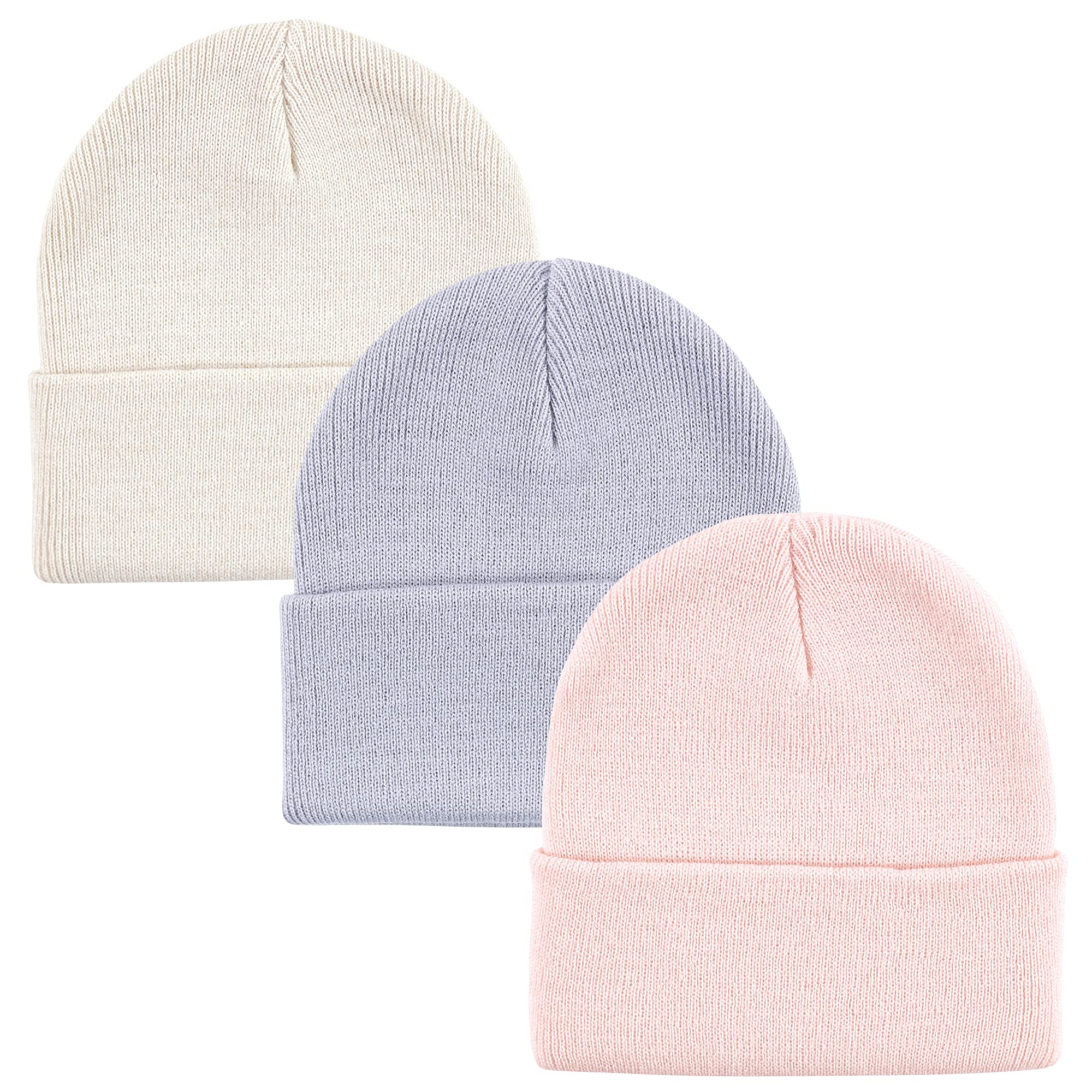 Hudson Baby Kids Unisex Baby Knit Cuffed Beanie 3pk, Lavender, Youth
