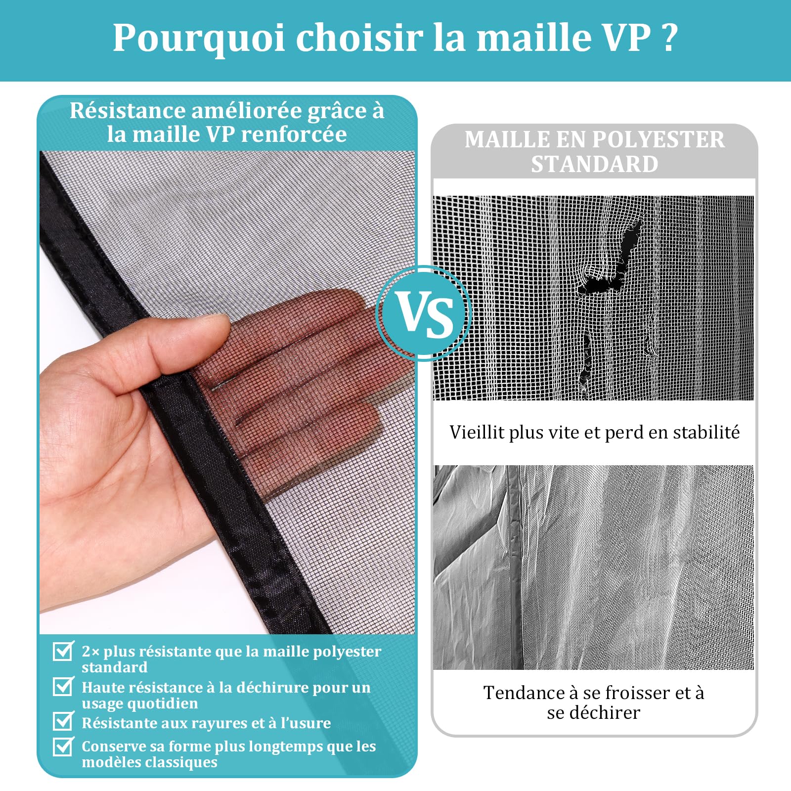 Apalus VP Moustiquaire Magnétique Pour Porte – Maille Ultrarésistante, Joint Magnétique de Haut en Bas, Fermeture Automatique, Garde l'Air Frais à l'Intérieur (90x210,Noir)