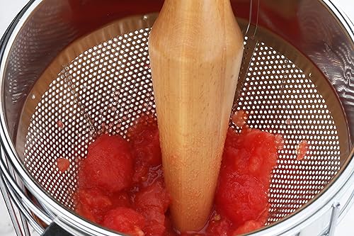 Miniatura 4 de New Star Foodservice 42566colador chino de acero inoxidable 7 pulgadas perforaciones finas de 2 mm con mortero de madera y base de acero inoxidable