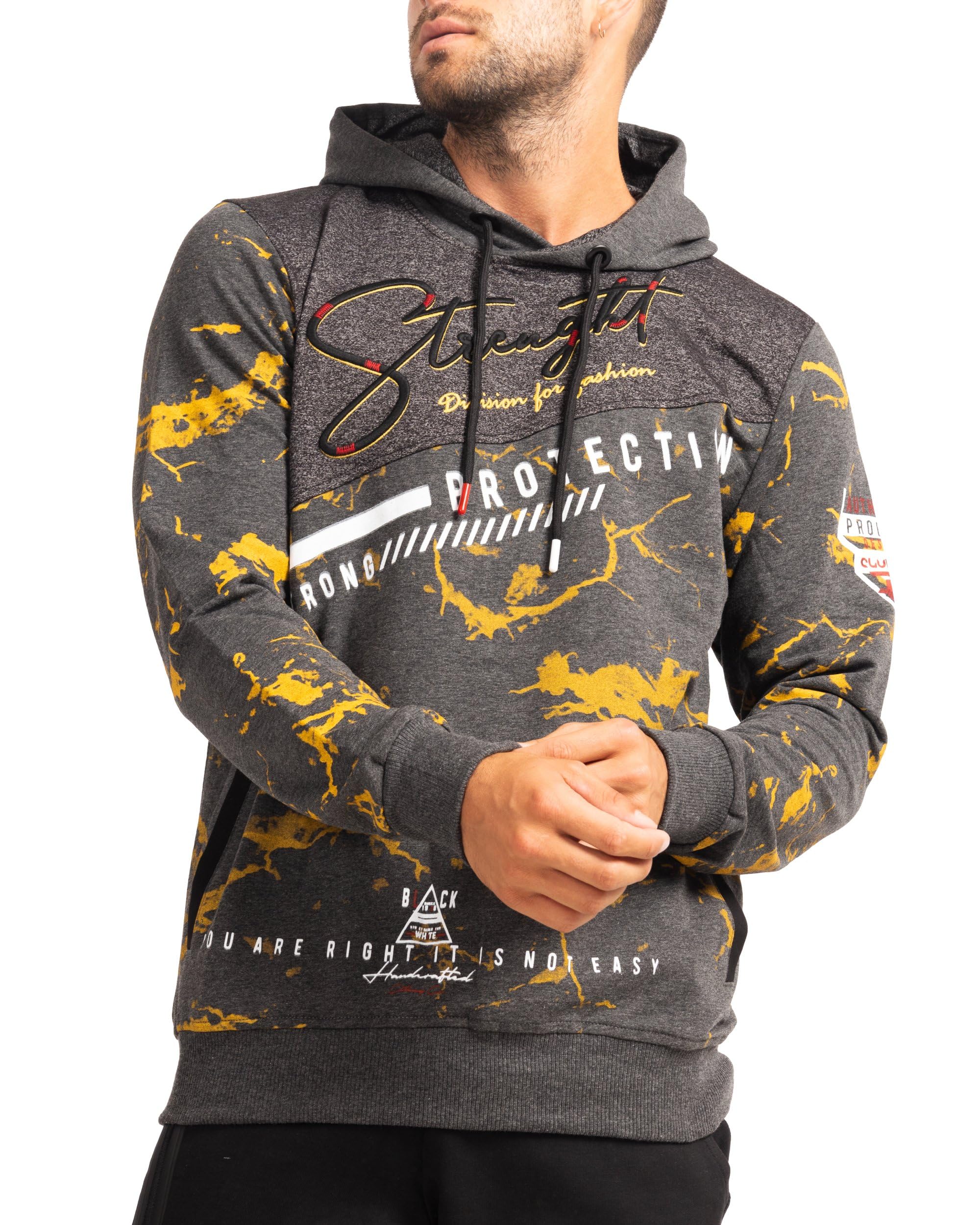 Subliminal Mode Sweatshirt à Capuche Homme Manches Longues Bicolore avec Poche BX2628