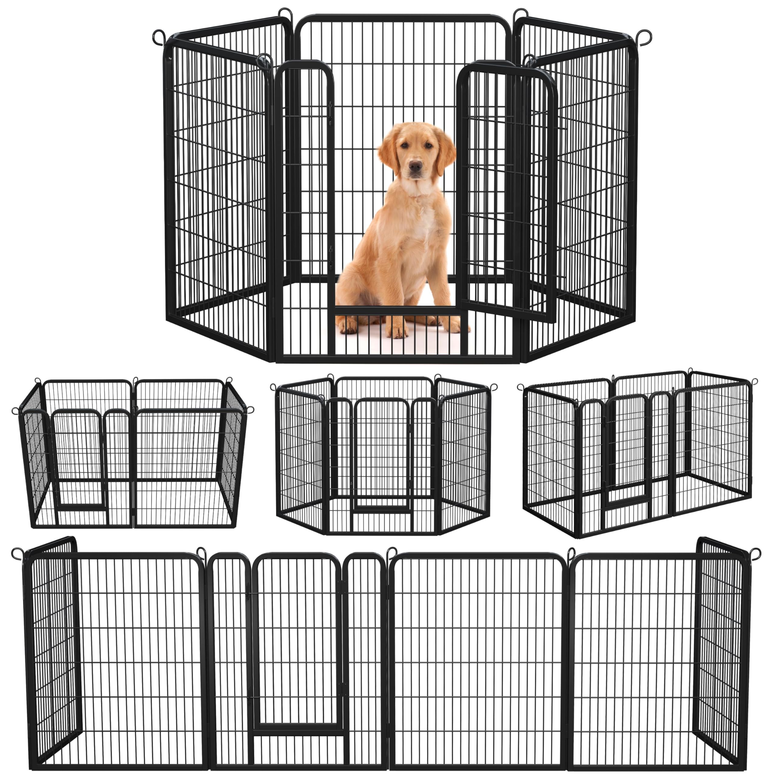 Yaheetech Parque para Perros 6 Piezas 80 X 100 cm Corral Metálica Plegable para Mascotas Interior Exterior Jardín
