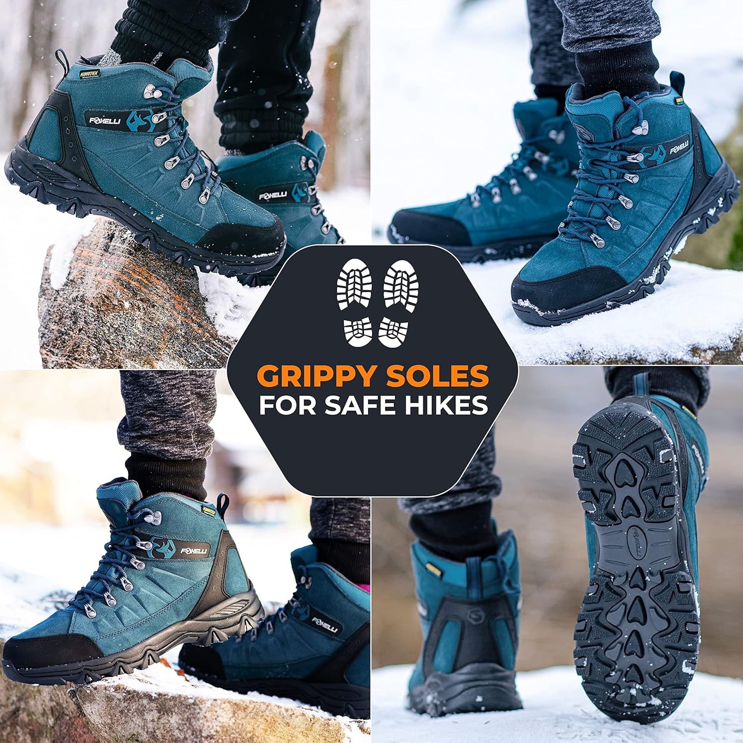 Foxelli Men’s Hiking Boots – Waterproof Breathable & Lightweight Suede Leather Hiking Boots for Men - Image 2