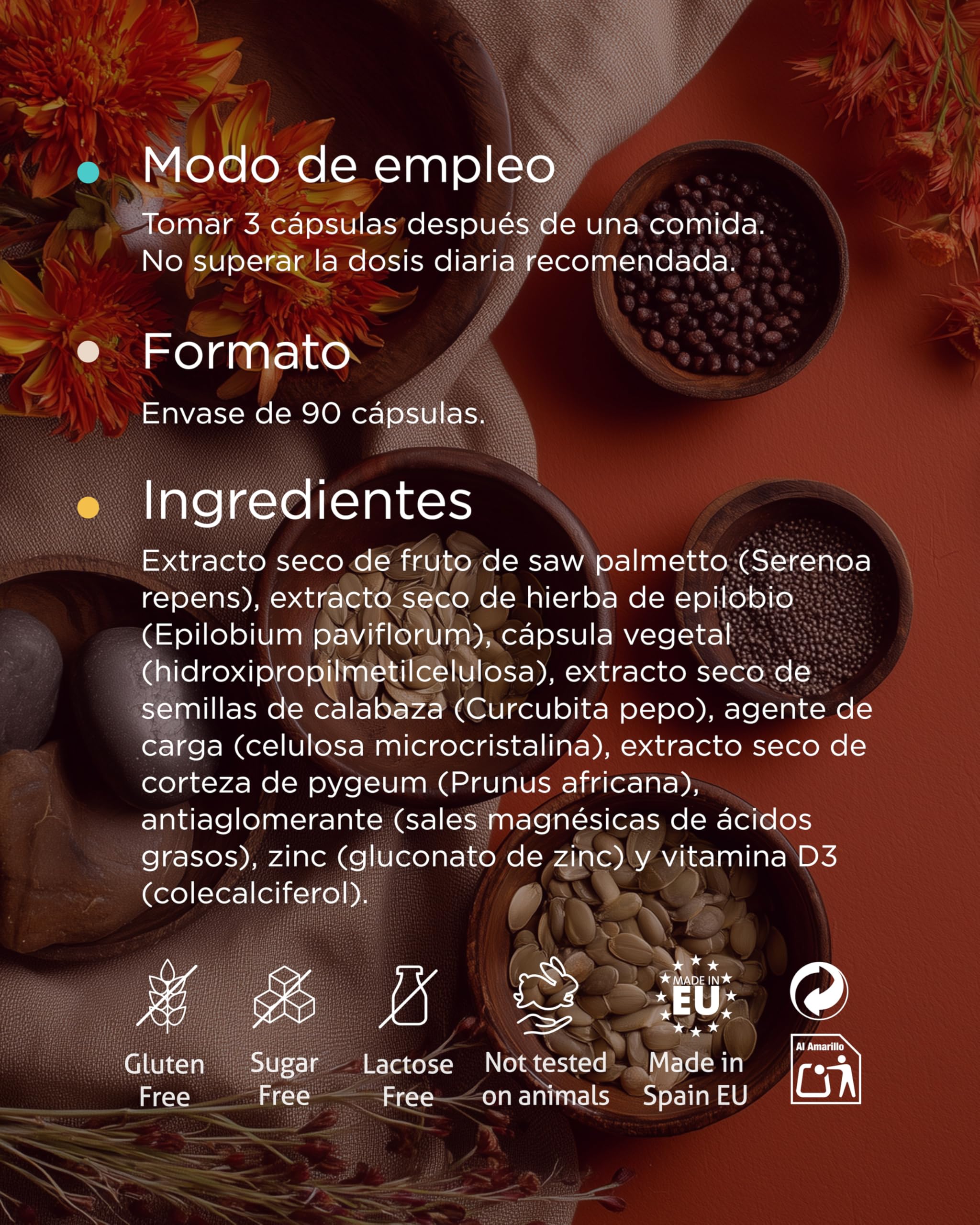 ProstaNat | Salud prostática y confort urinario | Saw Palmetto, Epilobio, Semillas de Calabaza, Pygeum, Zinc y Vitamina D3 | 90 cápsulas vegetales