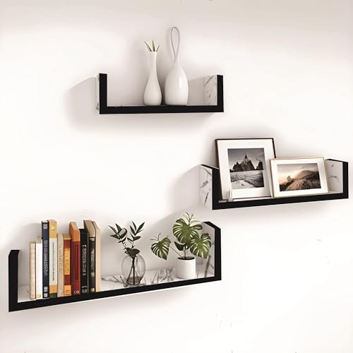 Dime Store Engineered Wood Glossy Wall Mount Floating Hanging Rack Display Shelf for Room Wall and Home Decor Items and Storage Organizer (Standard, White), Set of 1 Dime Store Engineered Wood Glossy Wall Mount Floating Hanging Rack Display Shelf for Room Wall and Home Decor Items and Storage Organizer (Standard, White), Set of 1