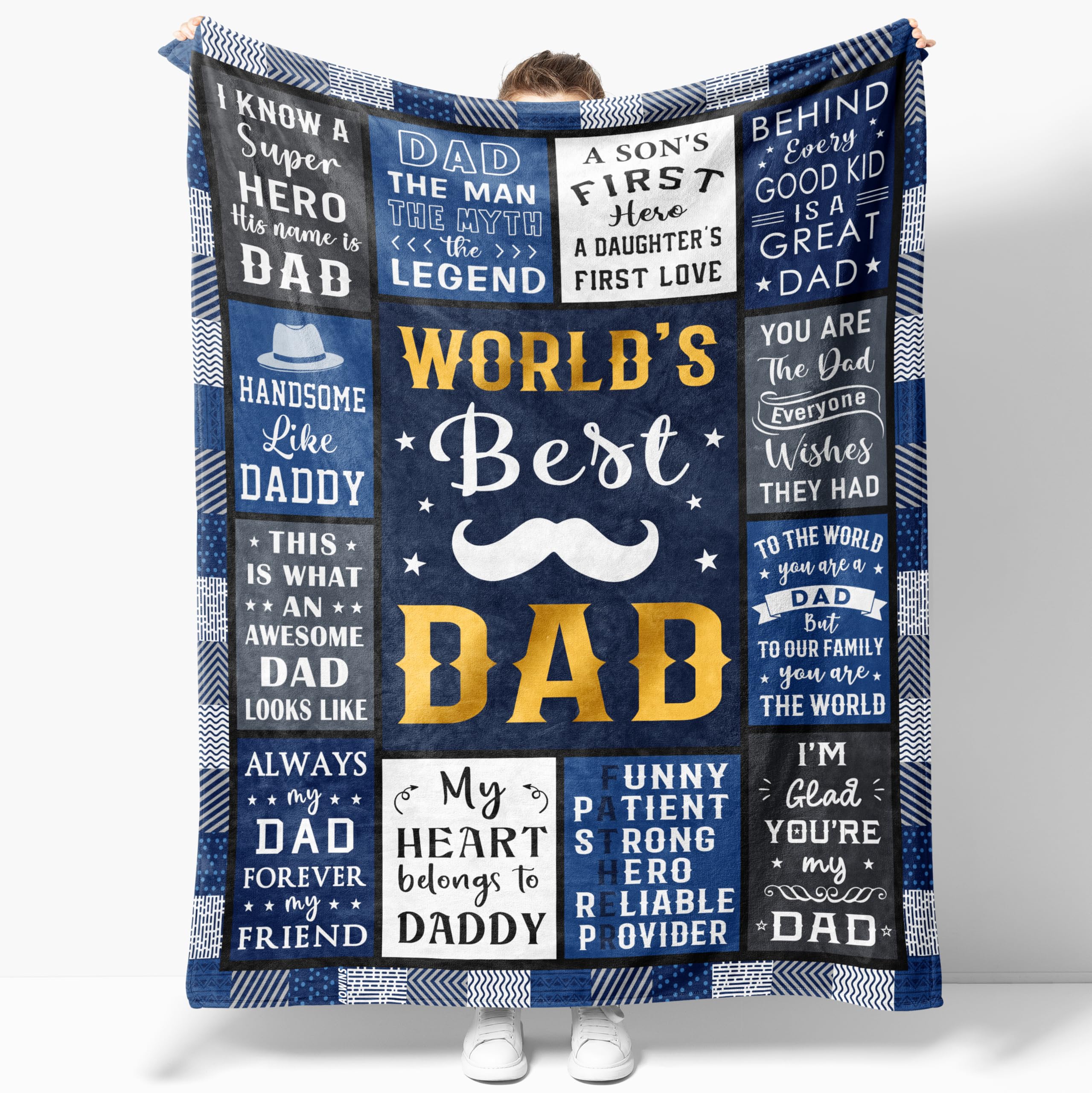 AOWINS Dad Gifts, Dad Birthday Gifts, Gift for Dads from Daughter/Son, Presents for Daddy on Father's Day Valentines Christmas - Soft Throws Dads Blanket 150×130CM — image 1