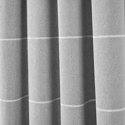 Miniatura 3 de Lush Decor Farmhouse Boho - Par de paneles de cortina para ventana de algodón teñido con borlas, 95 pulgadas de largo x 42 pulgadas de ancho, gris