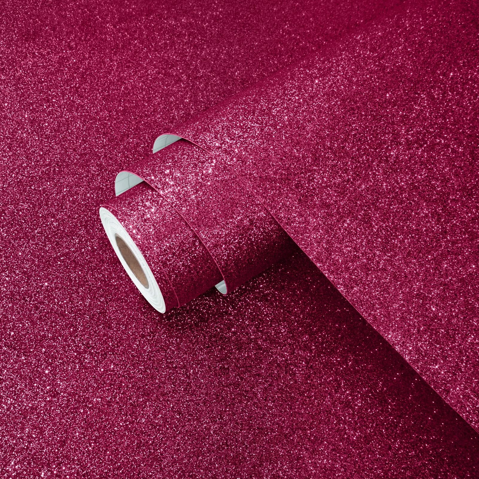 Yullpaper Hot Pink Glitter Self Adhesive Wallpaper Furniture Vinyl Wrap