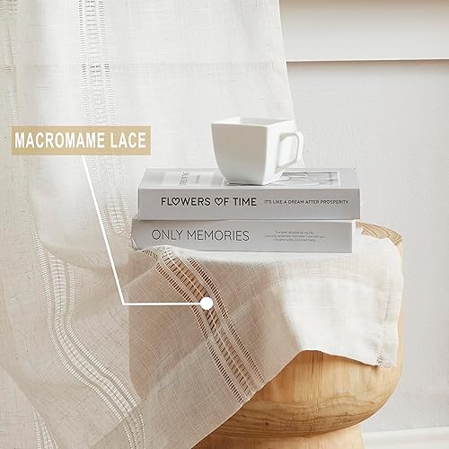 Miniatura 4 de Cortinas plisadas naturales bohemias semitransparentes para ventana de casa de campo, cortinas plisadas filtrantes de luz para sala de estar,