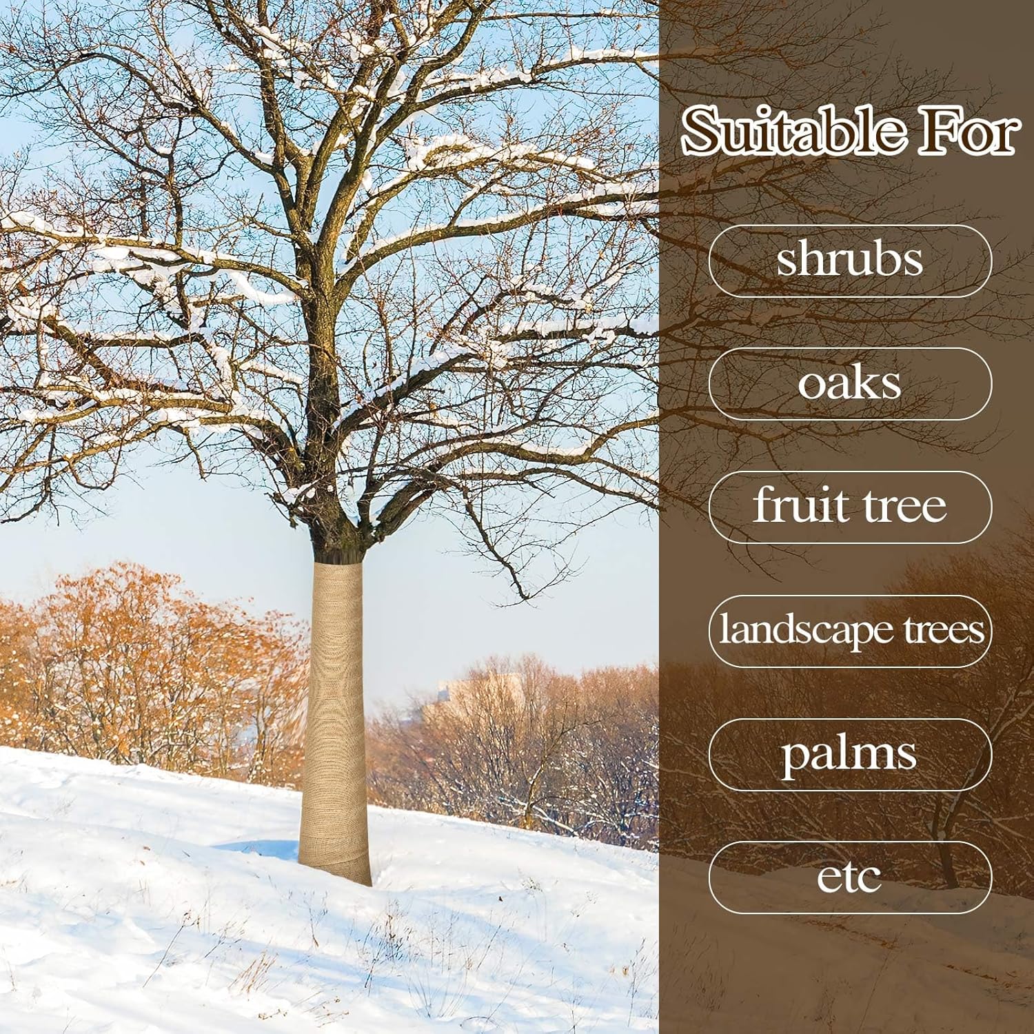 12 Rolls Natural Burlap Tree Protector Wrap, Extra Length Wnter Tree Wrap for Gardening, 5 in x 17 Feet Tree Wrap for Damaged Bark, Burlap Wrap Plants Bandage for Keep Warm