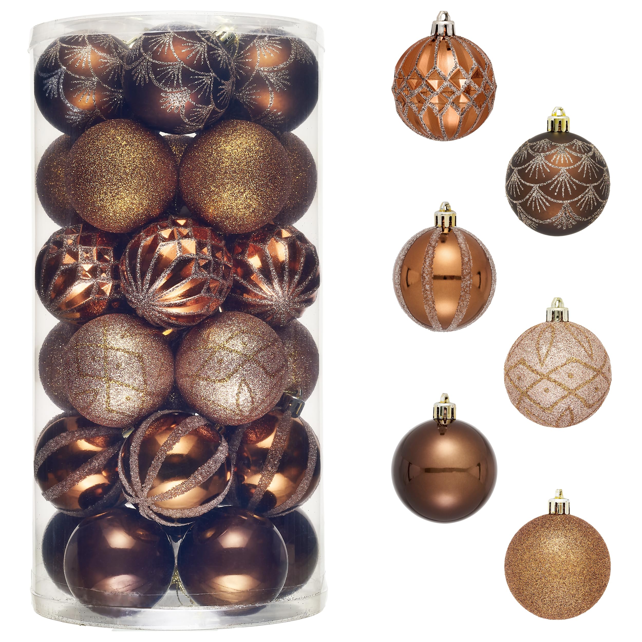 Boules de Noël incassables bronze et doré : kit déco sapin élégant pour fête de fin d'année