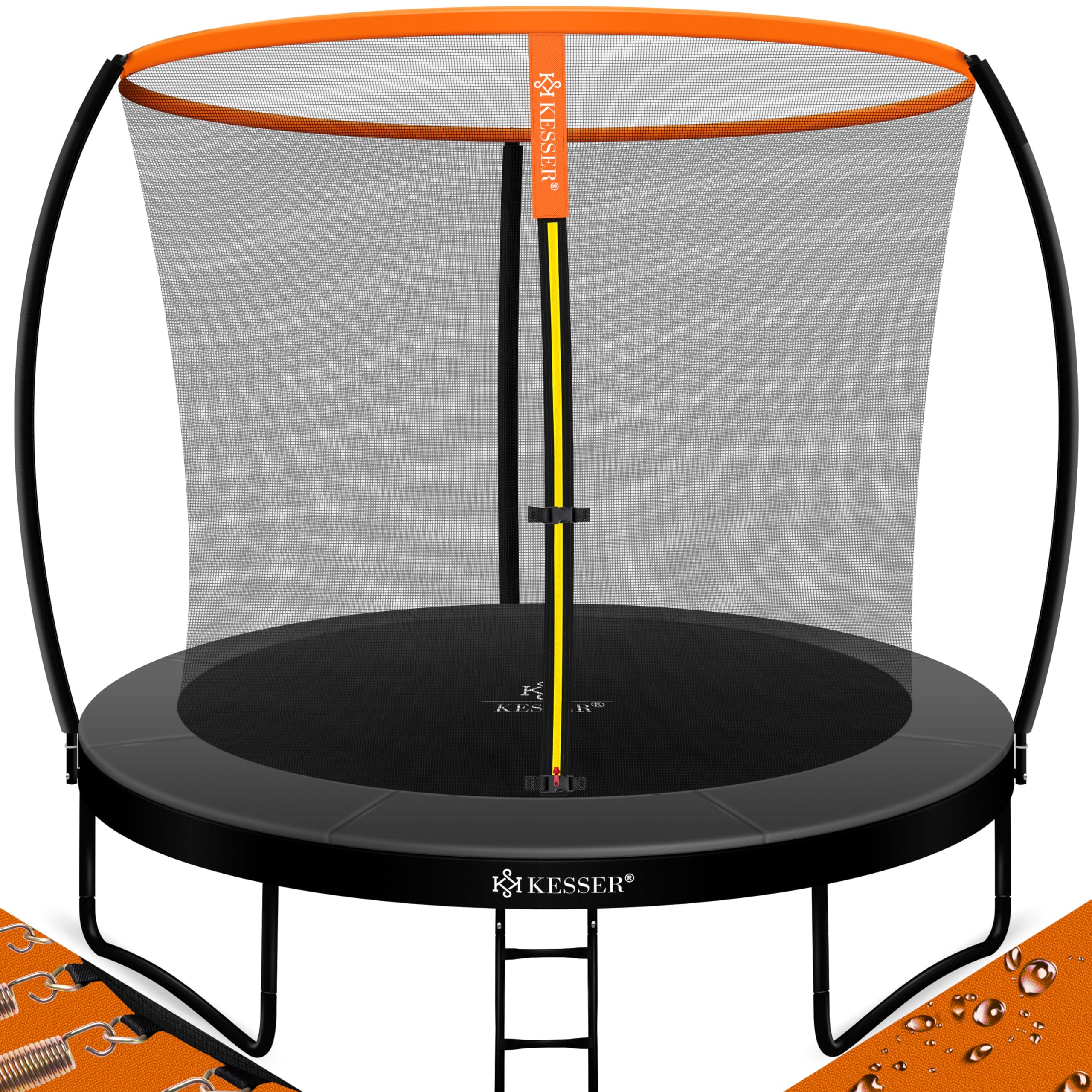 KESSER® Red de Seguridad de Recambio para trampolín, Red de protección para trampolín, Resistente a los Rayos UV Ø 244, 305, 366, 427 cm | Puerta de Entrada con Cremallera